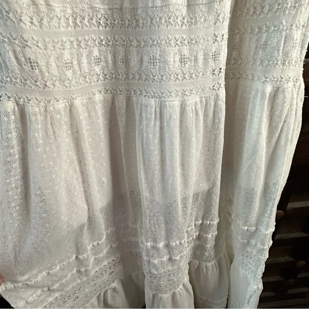 Free People Sz Small Earth Angel Maxi Dress Ivory Boho - Picture 9 of 11